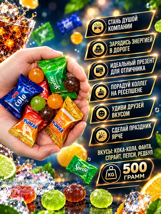 Сладость или гадость Конфеты со вкусом газировки ассорти 500 гр, 500 г, фото 2