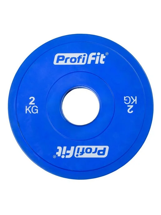 PROFI-FIT Блин для штанги 51мм 1 кг обрезиненный цветной, 2 кг, фото 3
