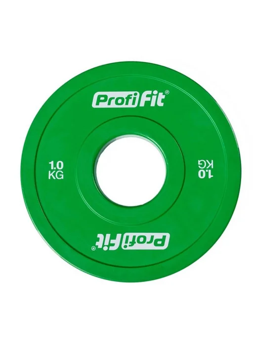 PROFI-FIT Блин для штанги 51мм 1 кг обрезиненный цветной, 1 кг, фото 3