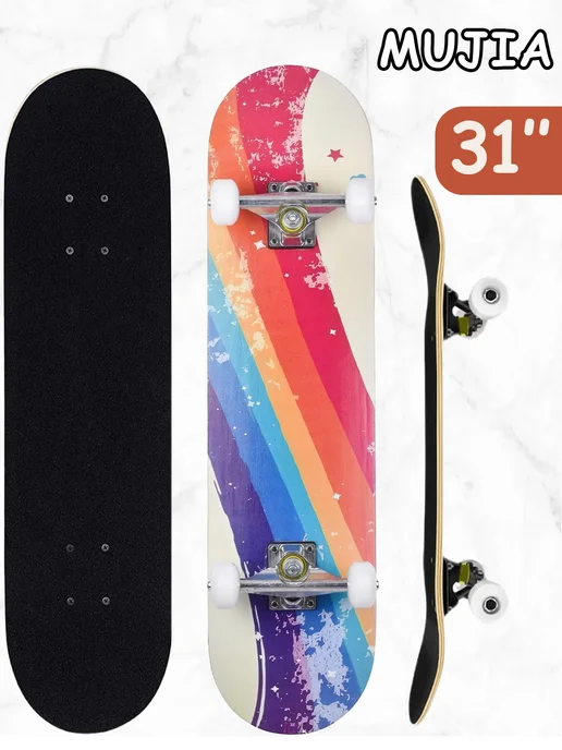 MJSTR Детский скейтборд для подростков 80*20cm, белый