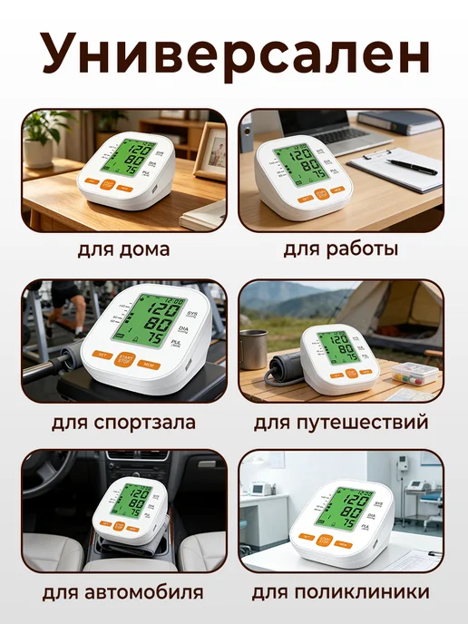 Тонометр для давления автоматический электронный, белый, фото 6
