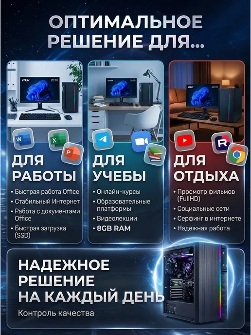 Intel Компьютер для работы и учебы Core i5 8 ГБ 256 ГБ, 8 ГБ, 256 ГБ, фото 2