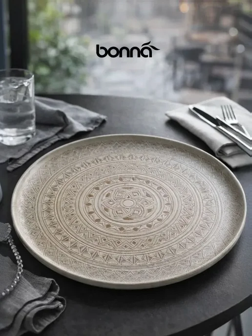 Bonna Тарелка блюдо для пиццы, рисунок "Дамаск" 1 шт, 32 см, 1 шт, фото 2