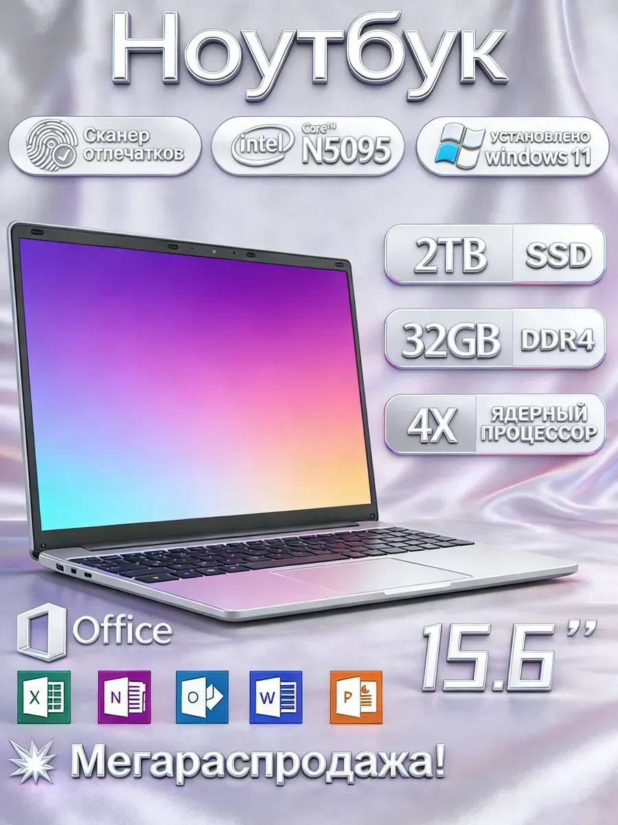 Ноутбук Intel 2ТБ 32ГБ для офиса IPS ультратонкий