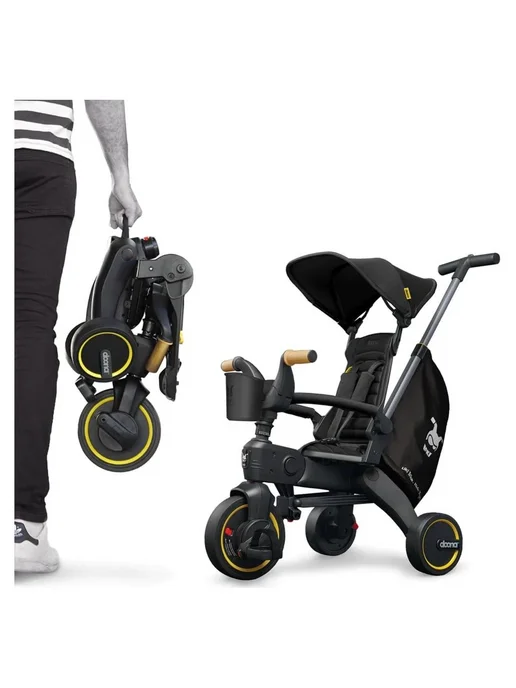 Doona Складной трехколесный велосипед Liki Trike S5 Nitro Black, черный, фото 7