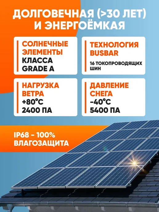 Комплект солнечных панелей ALFA-ESS 200Вт, 12В солнечная батарея для дома и дачи, 2шт, 200 Вт, 2 шт, фото 4