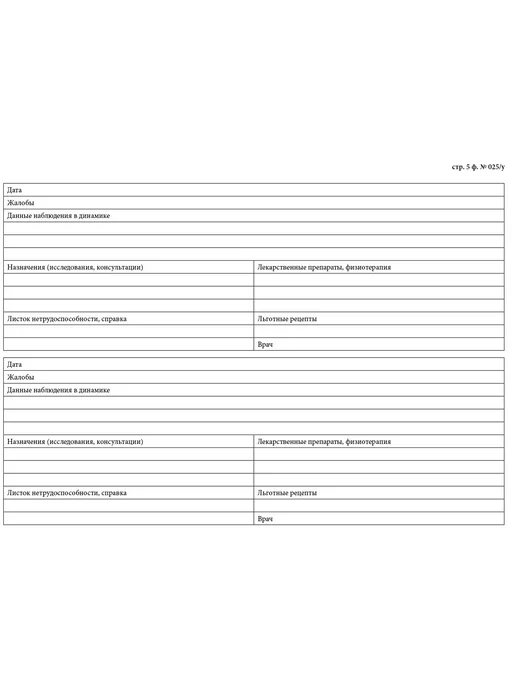 Сити Бланк Учетная форма 025 у Медицинская карта пациента, 5шт, 5 шт, фото 5