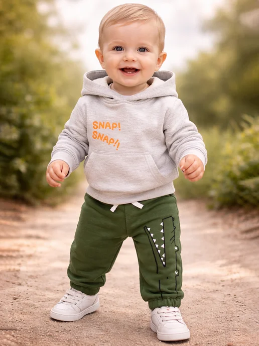 Mami-kids Штанишки однотонные для мальчиков джоггеры для новорожденных, зеленый, фото 2