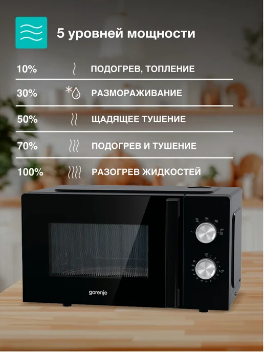Gorenje Микроволновая печь MO20E2BH, 20 л, режим гриля, 20 л, фото 4