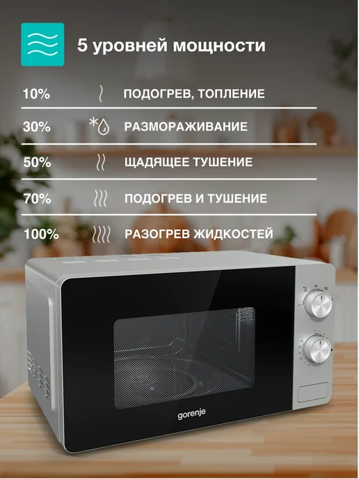 Gorenje Микроволновая печь MO20E1S, 20 л, таймер, 20 л, фото 3