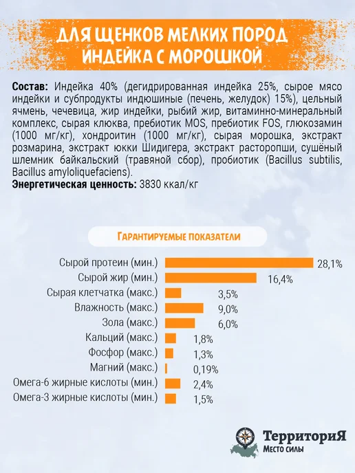 Сухой корм Территория Морошкой для собак, мелкие, щенки, индейка, 2,708 кг, фото 5
