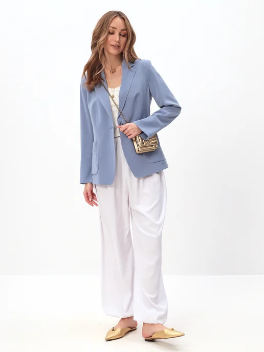 KEY FASHION Пиджак женский классический жакет голубой, голубой, фото 4