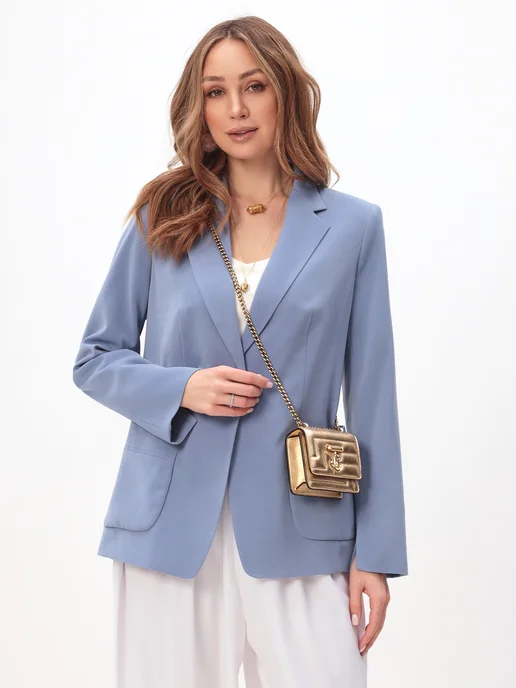KEY FASHION Пиджак женский классический жакет голубой, голубой, фото 5