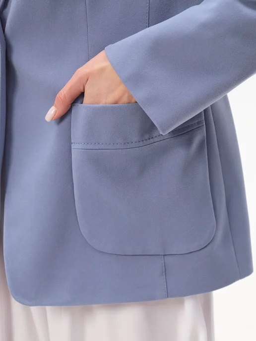 KEY FASHION Пиджак женский классический жакет голубой, голубой, фото 8
