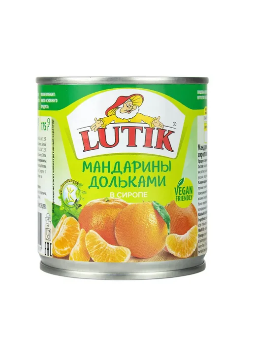 LUTIK Мандарины консервированные дольками в сиропе, 314мл, 314 мл