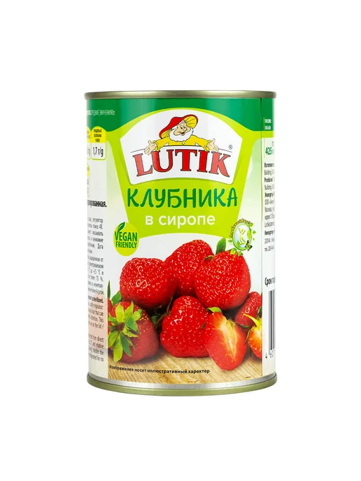 LUTIK Клубника консервированная в сиропе, 425мл, 425 мл