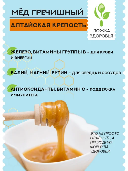 Ложка Здоровья Мёд натуральный гречишный алтайский, ст.б. 250 гр, 250 г, фото 5