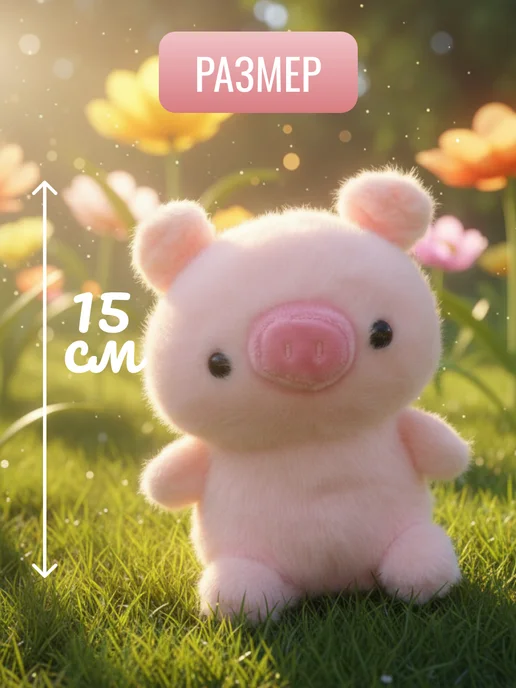 Мягкая игрушка поросенок плюшевая свинка 15см, розовый, фото 3