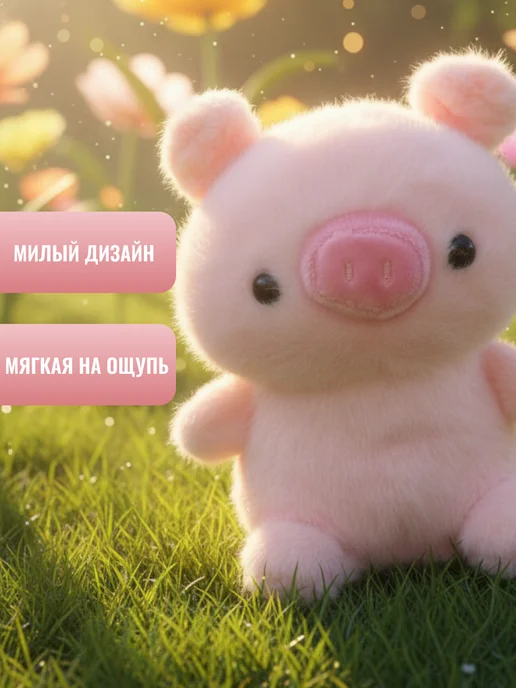 Мягкая игрушка поросенок плюшевая свинка 15см, розовый, фото 4