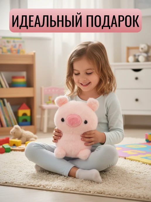 Мягкая игрушка поросенок плюшевая свинка 15см, розовый, фото 5