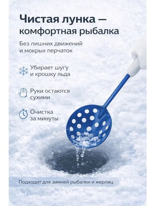 Family Joys Home Черпак для лунки зимний, 9 см диаметр, синий, синий, фото 2