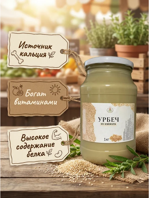 Eco Dom Урбеч из белого кунжута 1 кг, 1 кг, фото 3