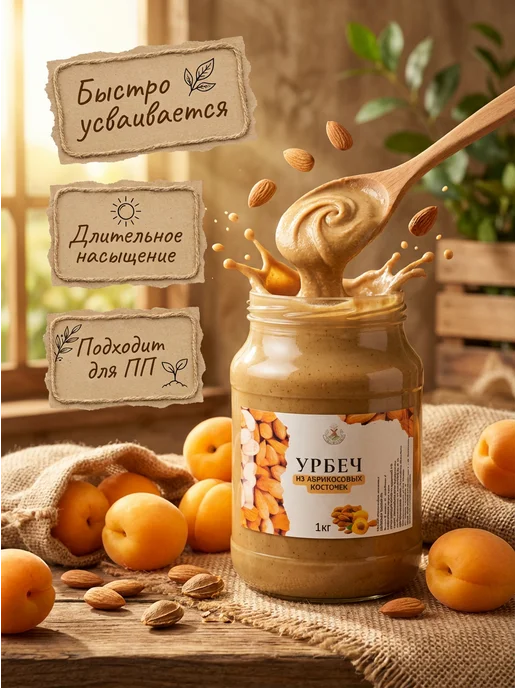 Eco Dom Урбеч из абрикосовых косточек 1 кг, 1 кг, фото 2