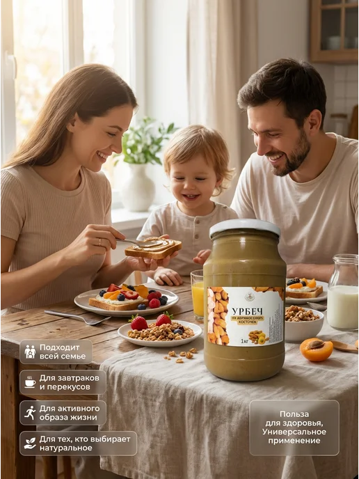 Eco Dom Урбеч из абрикосовых косточек 1 кг, 1 кг, фото 7