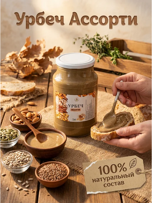 Eco Dom урбеч из ассорти орехов без сахара 200 г, 1 кг, фото 2