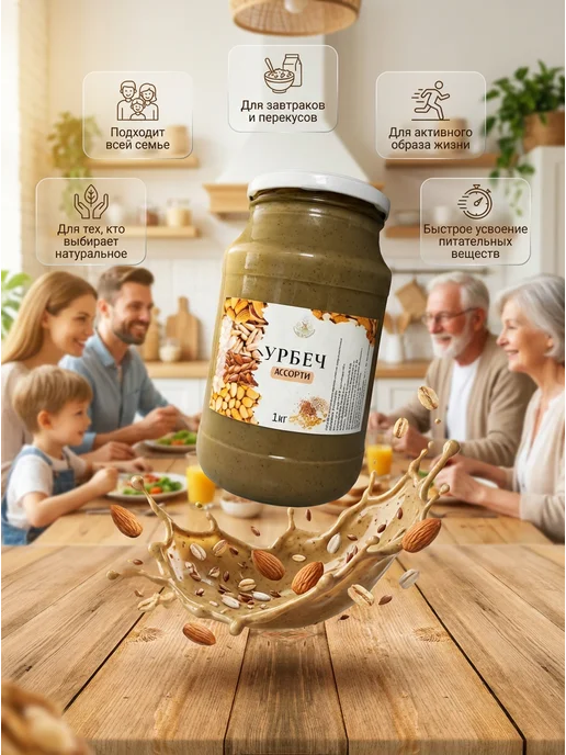 Eco Dom урбеч из ассорти орехов без сахара 200 г, 1 кг, фото 5