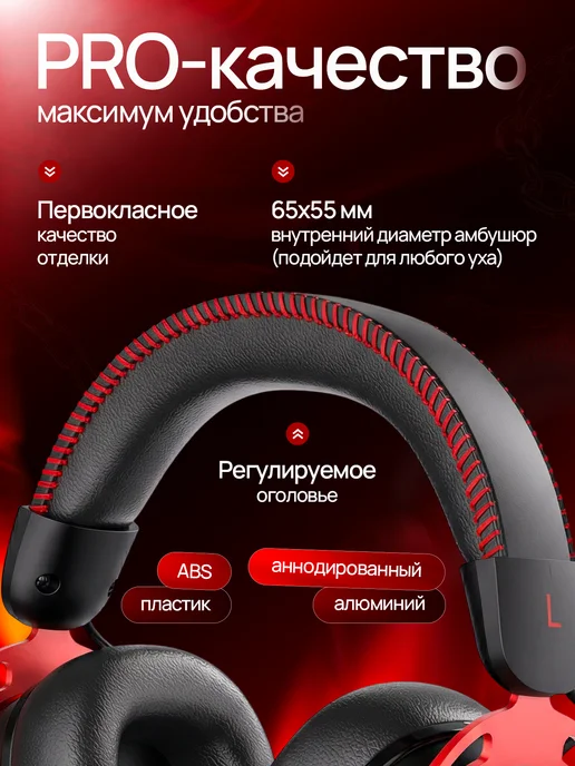 HeadPlay Наушники игровые проводные большие с микрофоном для пк, черный, фото 2
