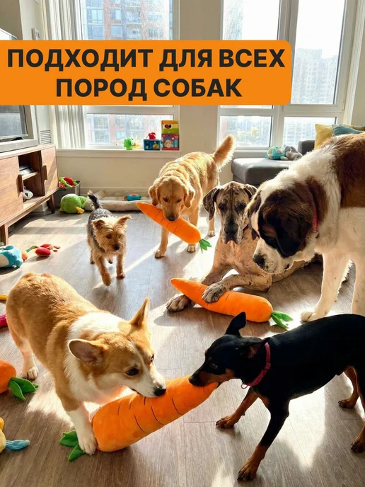 VayraPet Игрушка для собак мягкая Морковка, оранжевый, фото 8