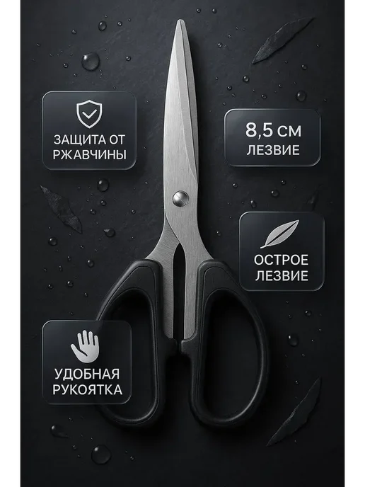 LUMIKA Ножницы канцелярские универсальные для дома и офиса, черный, фото 2