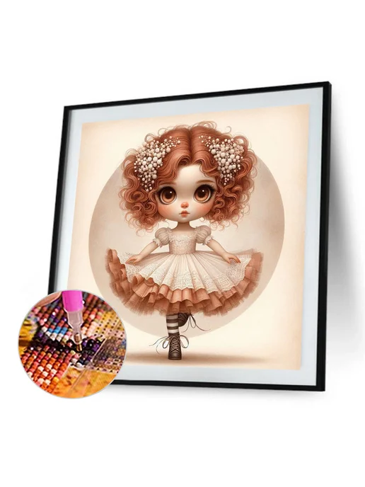 5D Алмазная мозаика Tutu Girl 45x45см, полная частичная AB, 45x45 см, фото 3