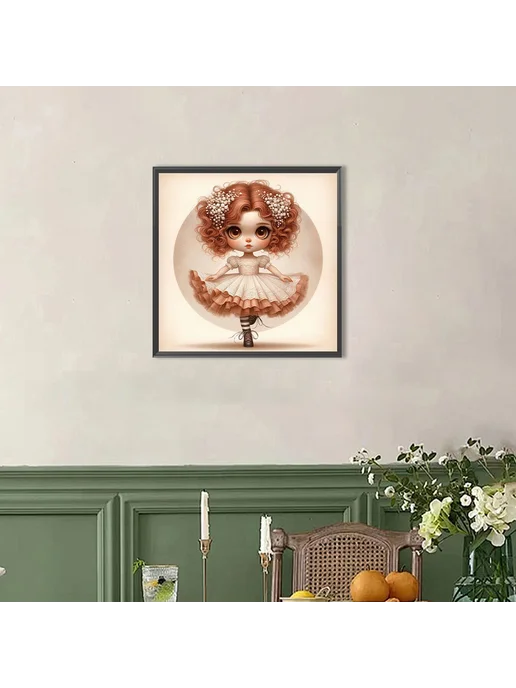 5D Алмазная мозаика Tutu Girl 45x45см, полная частичная AB, 45x45 см, фото 7