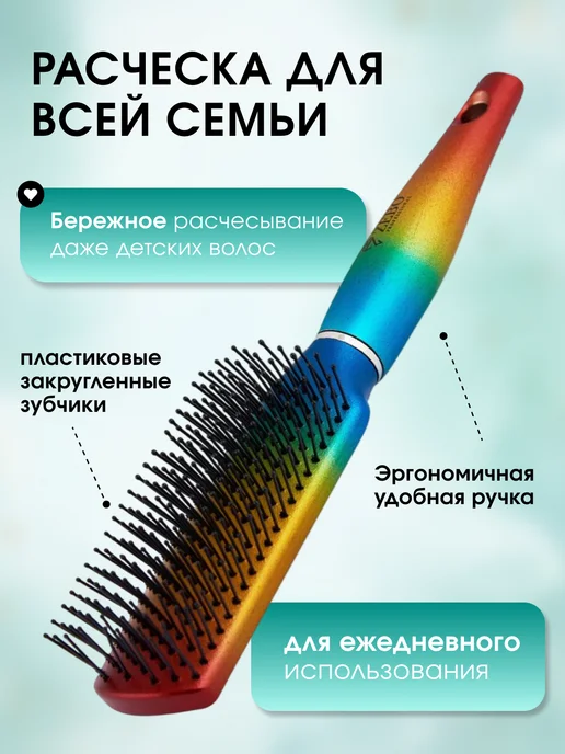 Zebo Professional Массажная расческа для укладки волос, голубой, фото 2