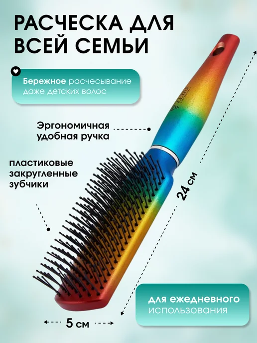 Zebo Professional Массажная расческа для укладки волос, голубой, фото 4