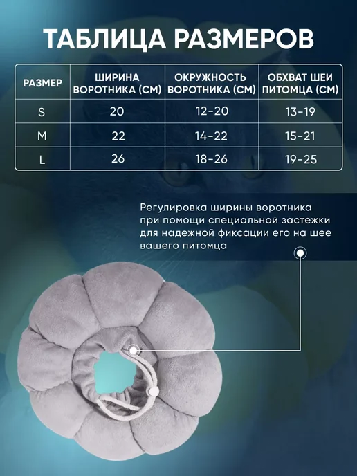 Защитный воротник для кошек и собак ветеринарный, серый, фото 2