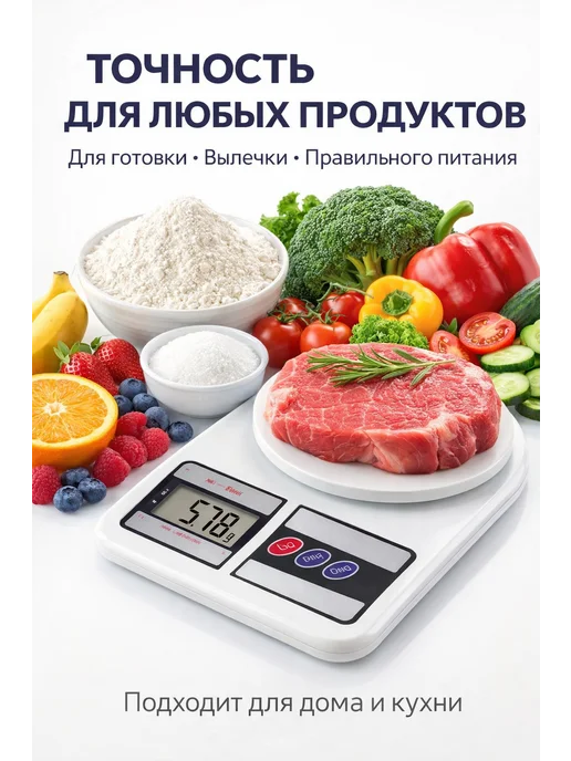 Кухонные электронные весы до 10 кг с тарой цифровые, 10 кг