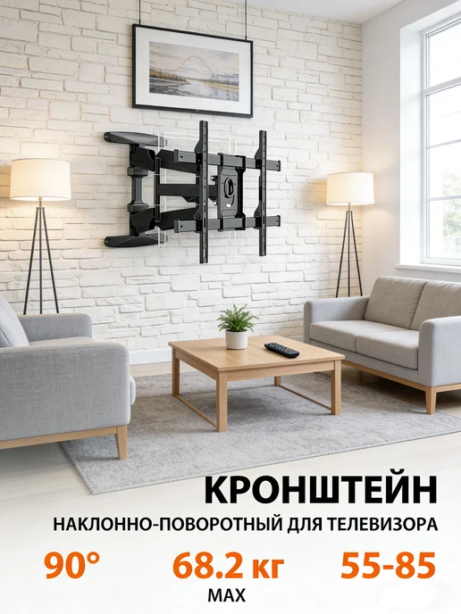Кронштейн для телевизора на стену поворотный55"-85", черный
