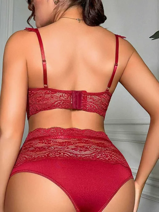 DARIAUNDERWEAR комплект нижнего белья женский кружевной, красный, фото 4