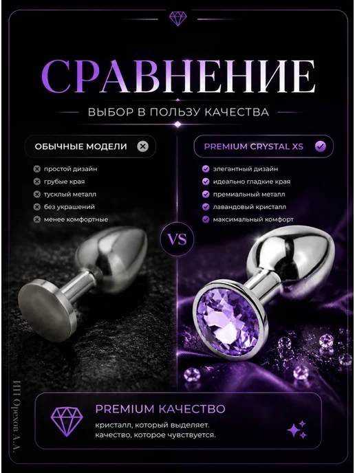 Нет бренда Пробка анальная XS лавандовая, серый, фото 8