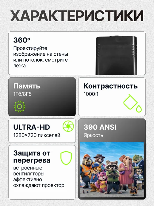 Basic brand Проектор для фильмов, черный, фото 3