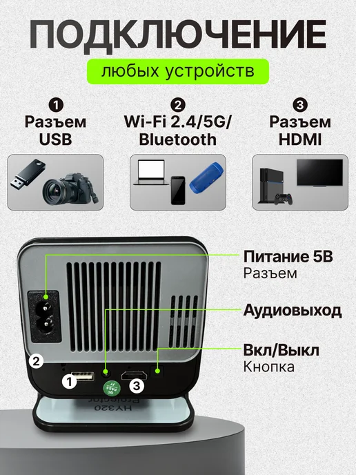 Basic brand Проектор для фильмов, черный, фото 5