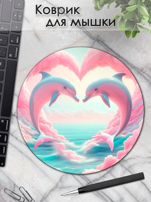 DiamondMousePad Коврик для мышки круглый дельфин море океан, вариант