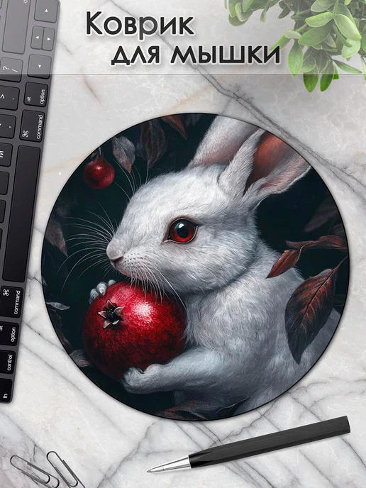 DiamondMousePad Коврик для мышки круглый заяц кролик зайчик, вариант
