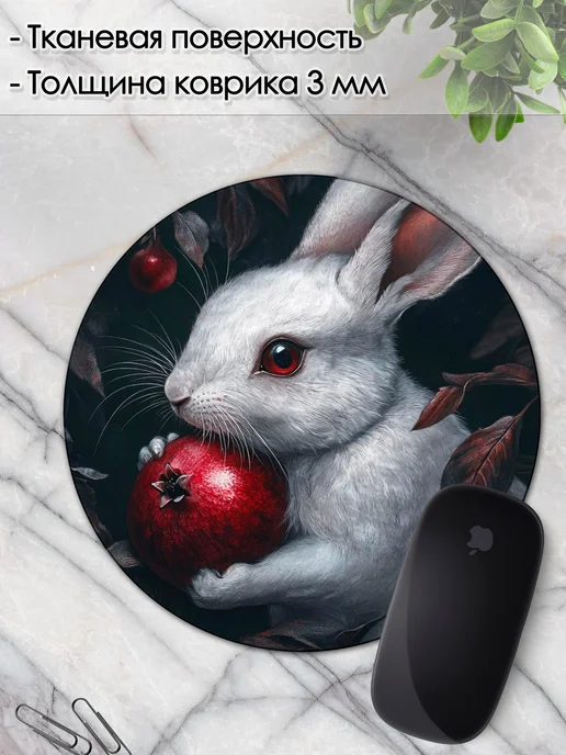 DiamondMousePad Коврик для мышки круглый заяц кролик зайчик, вариант, фото 3
