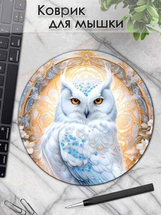 DiamondMousePad Коврик для мышки круглый сова ловец снов, вариант