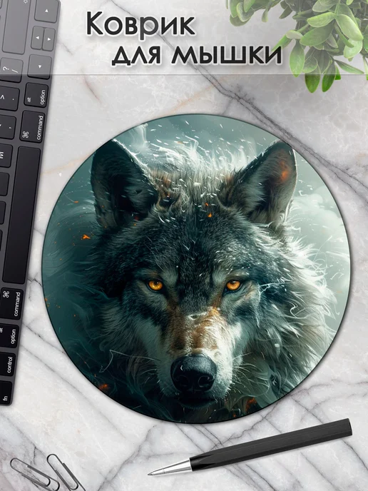 DiamondMousePad Коврик для мышки круглый волк, вариант