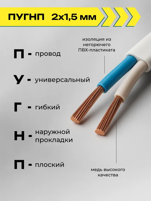 Провод электрический ПУГНП 2х1 5 мм 50м, 2x1, 35 м, фото 2
